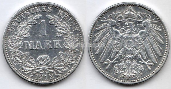 монета Германия 1 марка 1912 год F