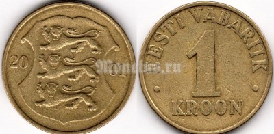 монета Эстония 1 крона 2001 год