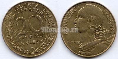 монета Франция 20 сантимов 1985 год