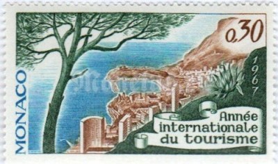 марка Монако 0,30 сентиме "View of Monte Carlo" 1967 год