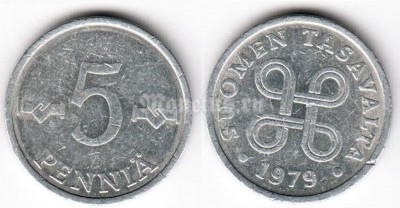 монета Финляндия 5 пенни 1979 год