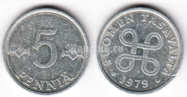монета Финляндия 5 пенни 1979 год