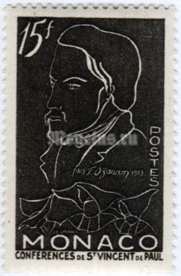 марка Монако 15 франков "Frédéric Ozanam (1813-1853)" 1954 год