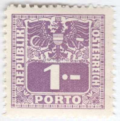 марка Австрия 1 рейхсмарка "Coat of arms & digit" 1945 год