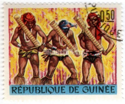 марка Гвинея 0,50 франка "Bandjuguenne dance**" 1966 год Гашение