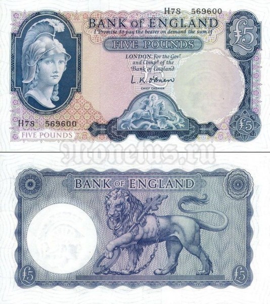 банкнота Великобритания 5 фунтов 1961-1963 год