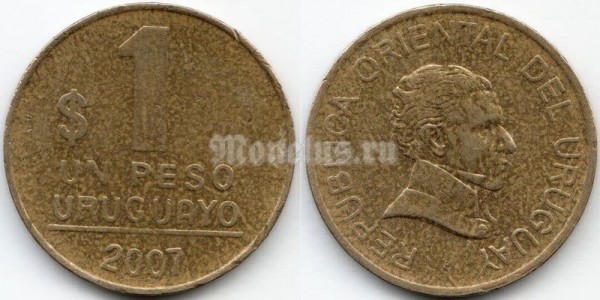 монета Уругвай 1 песо 2007 год