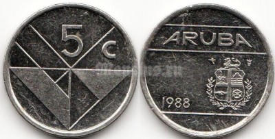 монета Аруба 5 центов 1988 год
