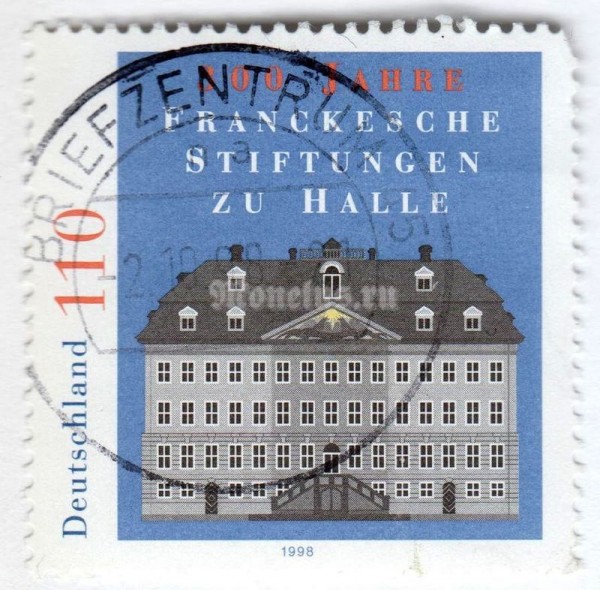 марка ФРГ 110 пфенниг "Franckesche Stiftungen" 1998 год Гашение