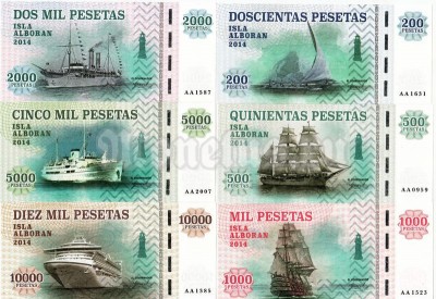 Набор из 6 банкнот Остров Альборан 2014 год Корабли