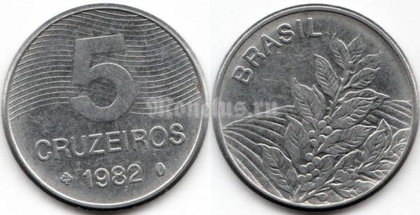 монета Бразилия 5 крузейро 1982 год