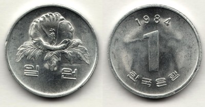 монета Южная Корея 1 вона 1984 год