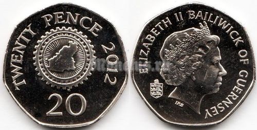монета Гернси 20 пенсов 1999-2012 год