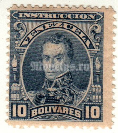марка Венесуэла 10 боливар 1904-07 год Симон Боливар