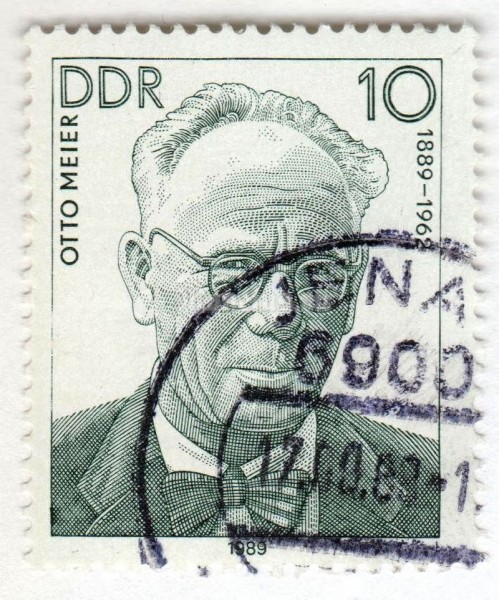 марка ГДР 10 пфенниг "Otto Meier (1889-1962)" 1989 год Гашение