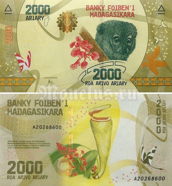 Банкнота Мадагаскар 2 000 ариари 2017 год