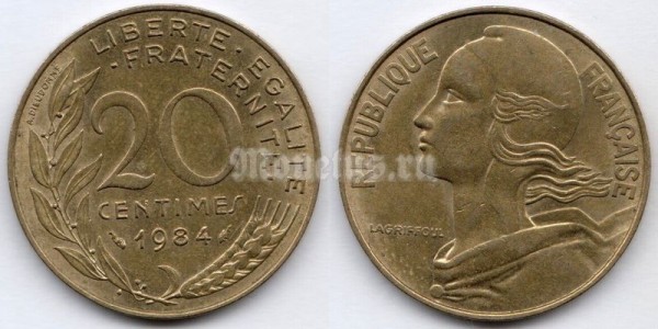 монета Франция 20 сантимов 1984 год