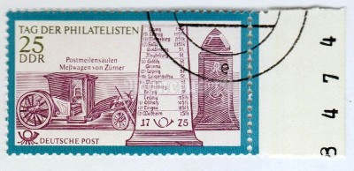 марка ГДР 25 пфенниг "Measuring carriage" 1971 год Гашение