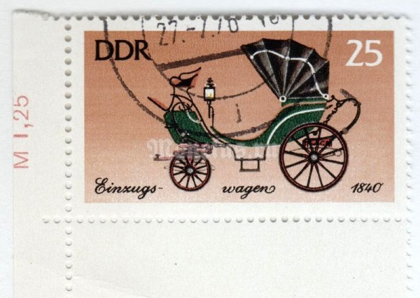 марка ГДР 25 пфенниг "Indent carriages" 1976 год Гашение