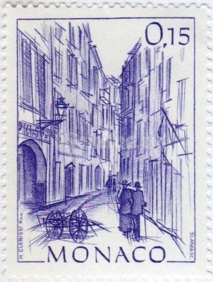 марка Монако 0,15 франка "Rue Basse" 1984 год