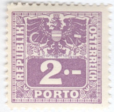 марка Австрия 2 рейхсмарки "Coat of arms & digit" 1945 год