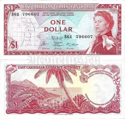 банкнота Восточные Карибы 1 доллар 1965 год