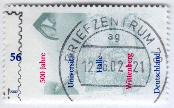 марка ФРГ 56 центов "University Halle-Wittenberg" 2002 год Гашение