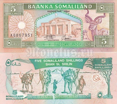 Банкнота Сомалиленд 5 шиллингов 1994 год