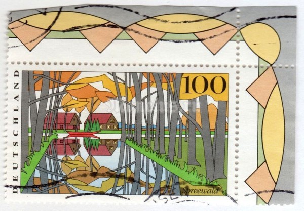 марка ФРГ 100 пфенниг "Spreewald (Views from Germany)" 1996 год Гашение