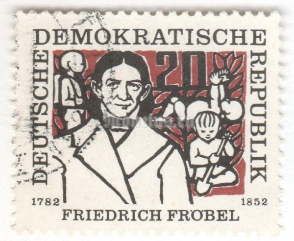 марка ГДР 20 пфенниг "Fröbel" 1957 год Гашение