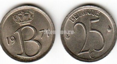 Монета Бельгия 25 сантимов 1974 год BELGIQUE