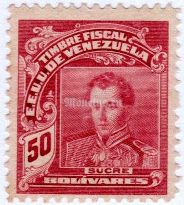 марка Венесуэла 50 боливар "Antonio José de Sucre" 1922 год 