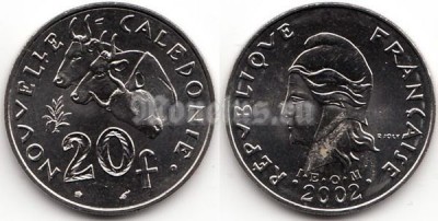 Монета Новая Каледония 20 франков 2002 год