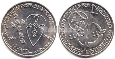 монета Португалия 250 эскудо 1989 год 850 лет Португалии