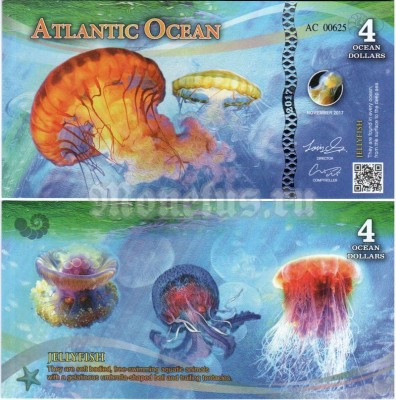 Бона Атлантический океан 4 доллара 2017 год Медуза