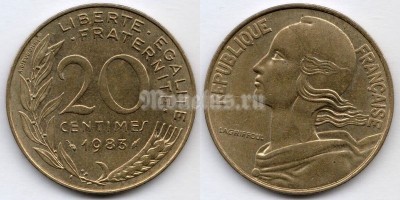 монета Франция 20 сантимов 1983 год