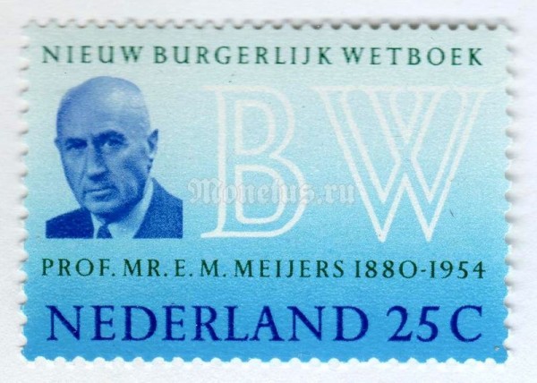марка Нидерланды 25 центов "Eduard Maurits Meijers (1880-1954) lawyer" 1970 год