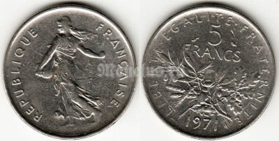 монета Франция 5 франков 1971 год