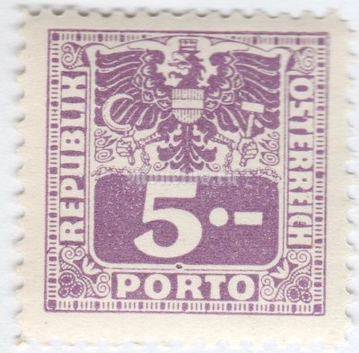 марка Австрия 5 рейхсмарок "Coat of arms & digit" 1945 год