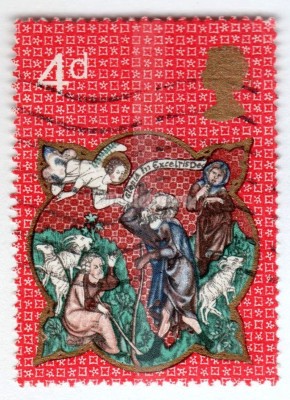 марка Великобритания 4 пенни "Shepherds and Apparition of Angel" 1970 год Гашение