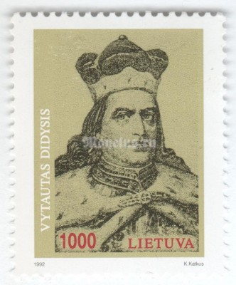 марка Литва 1000 копеек "Portrait of Grand Duke Vytautas (1350-1430)" 1993 год