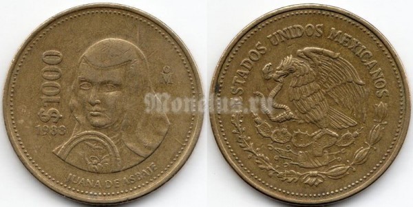 монета Мексика 1000 песо 1988 год