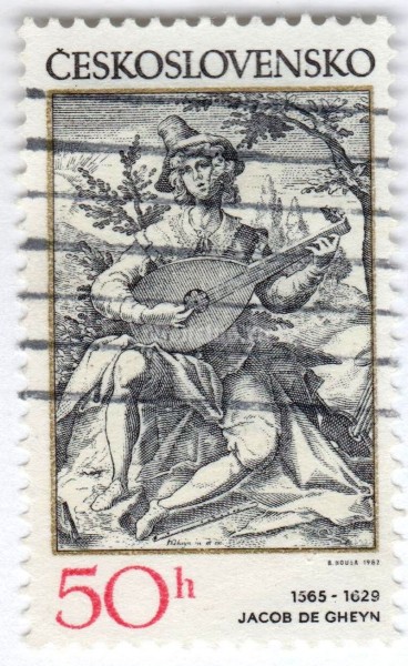 марка Чехословакия 50 геллер "Jacob de Gheyn (1565-1629)" 1982 год Гашение
