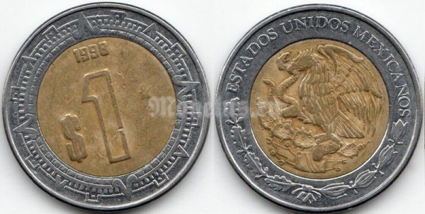 монета Мексика 1 песо 1998 года