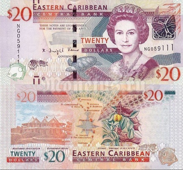 банкнота Восточные Карибы 20 долларов 2016 год