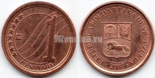 монета Венесуэла 1 сентимо 2007 год