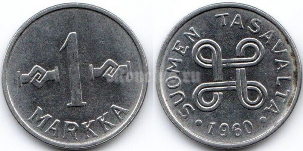 монета Финляндия 1 марка 1960 год