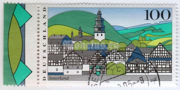 марка ФРГ 100 пфенниг "Sauerland (Views from Germany)" 1995 год Гашение