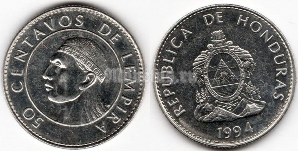 монета Гондурас 50 центаво 1994 год