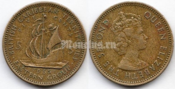 монета Восточные Карибы 5 центов 1965 год